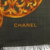Silk Jewel Pattern Scarf Khaki/Gold/Multi