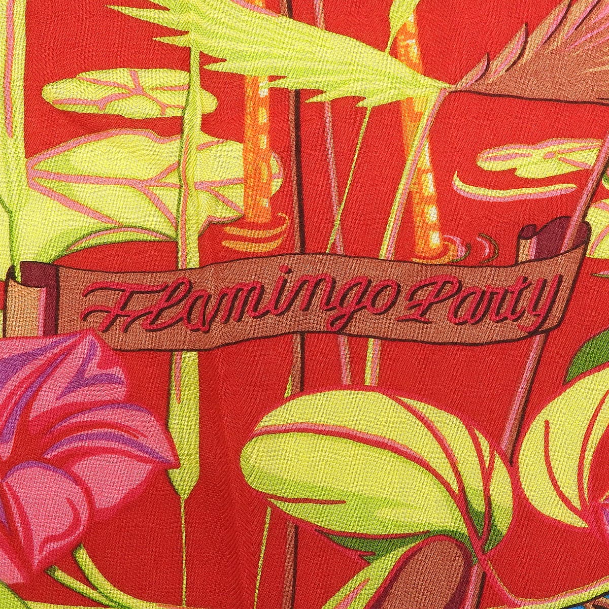 カレジェアン140 Flamingo Partyスカーフ レッド/グリーン/マルチ