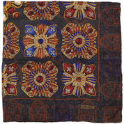 Silk Paisley Jewel Pattern Scarf Blue/Orange/Multi