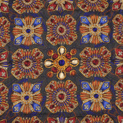Silk Paisley Jewel Pattern Scarf Blue/Orange/Multi