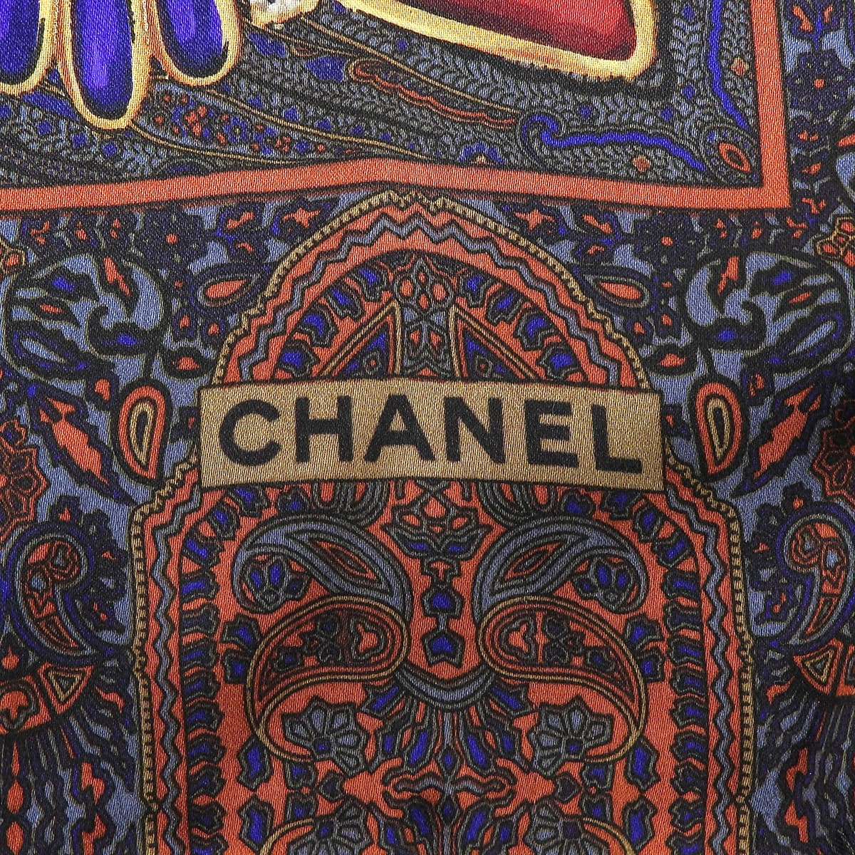 Silk Paisley Jewel Pattern Scarf Blue/Orange/Multi