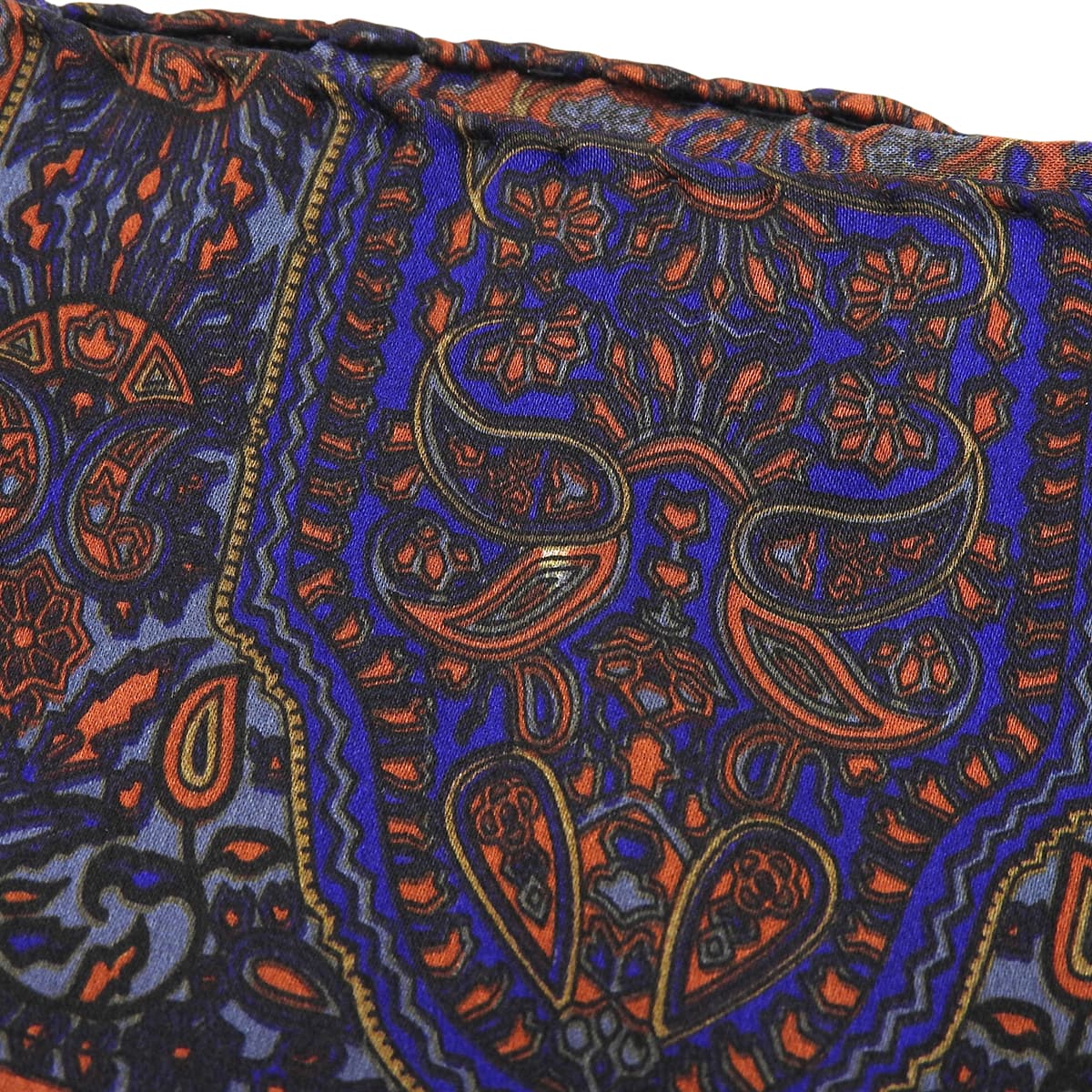 Silk Paisley Jewel Pattern Scarf Blue/Orange/Multi