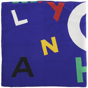 Silk logo-pattern scarf, blue/multi