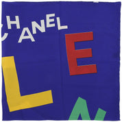Silk logo-pattern scarf, blue/multi
