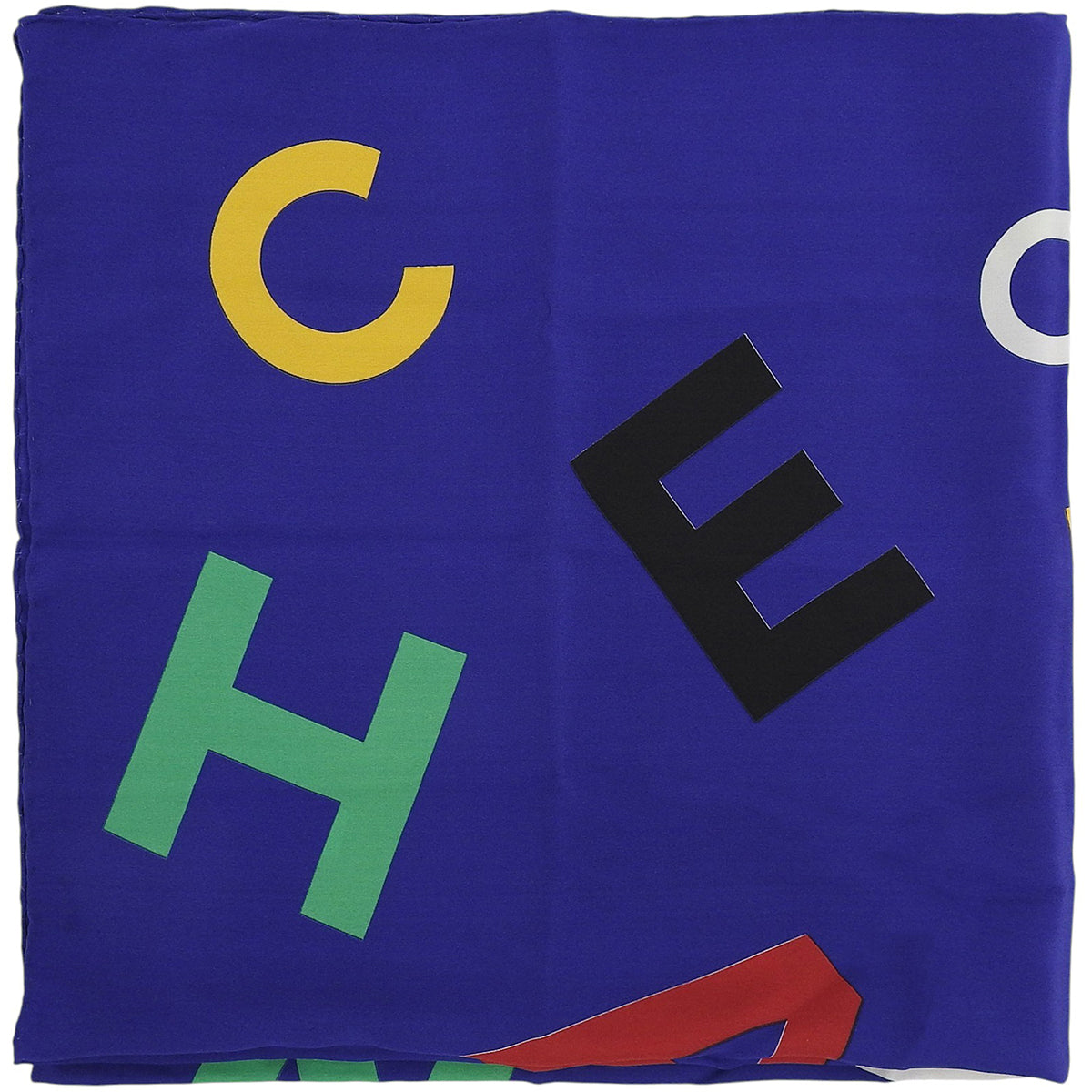 Silk logo-pattern scarf, blue/multi