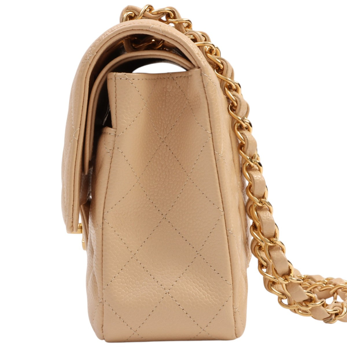 Circa 2017 Caviar Skin Classic Flap Chain Bag 25cm Beige