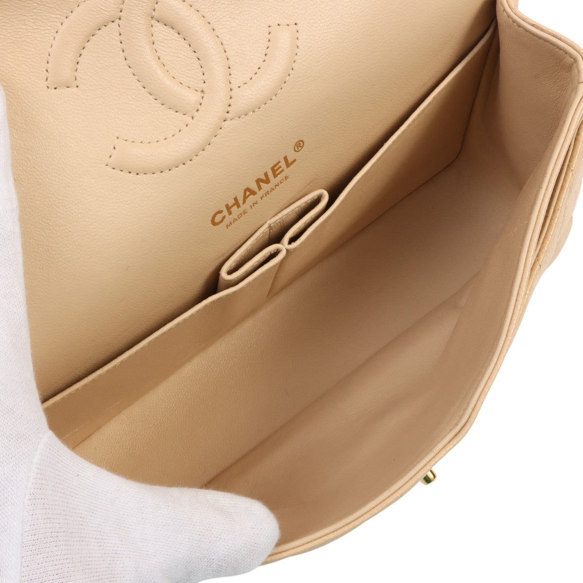 Circa 2017 Caviar Skin Classic Flap Chain Bag 25cm Beige