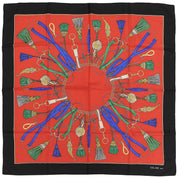 Silk Tassel Pattern Scarf Red/Black/Multi