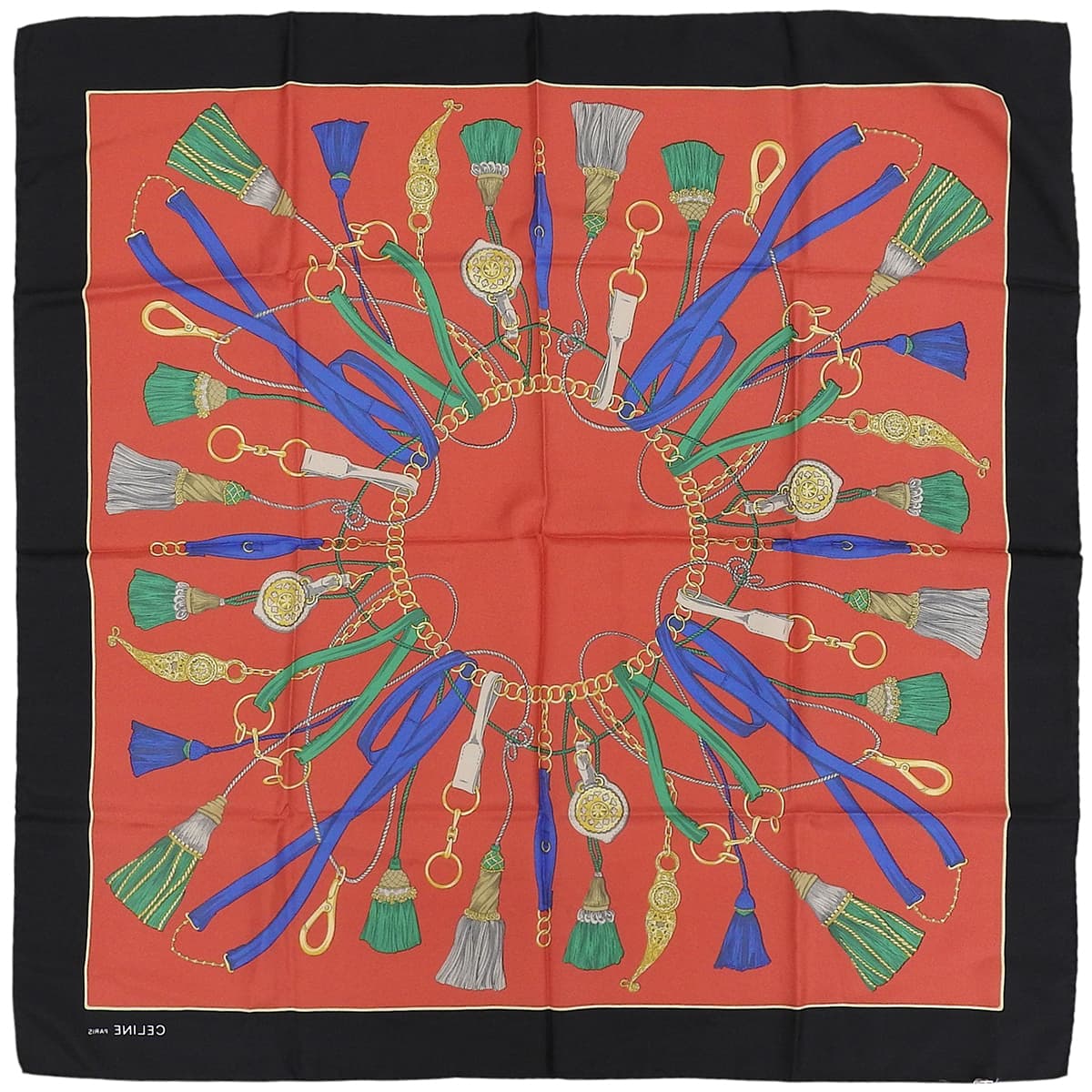 Silk Tassel Pattern Scarf Red/Black/Multi