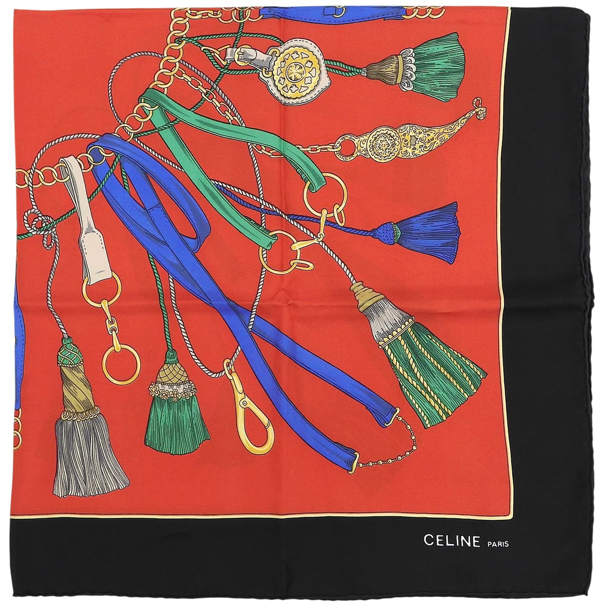 Silk Tassel Pattern Scarf Red/Black/Multi