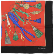 Silk Tassel Pattern Scarf Red/Black/Multi