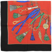 Silk Tassel Pattern Scarf Red/Black/Multi
