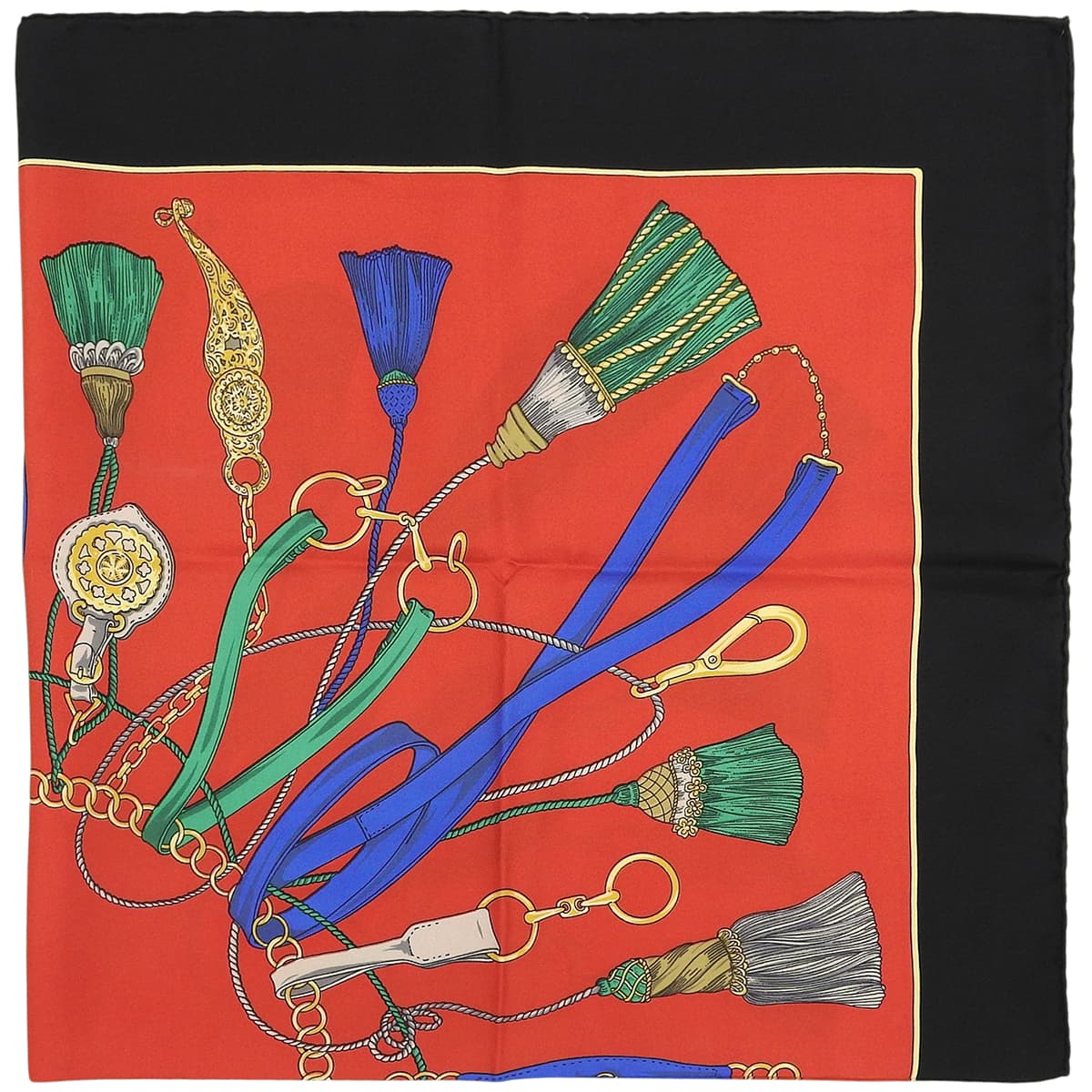 Silk Tassel Pattern Scarf Red/Black/Multi