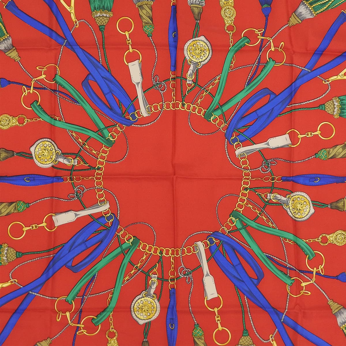 Silk Tassel Pattern Scarf Red/Black/Multi