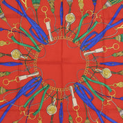 Silk Tassel Pattern Scarf Red/Black/Multi