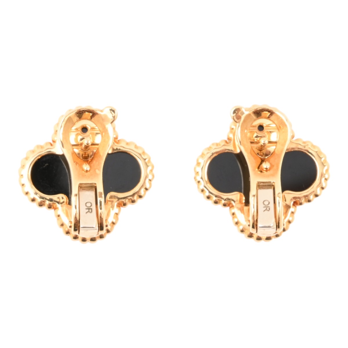 18K Vintage Alhambra earrings, yellow gold/black