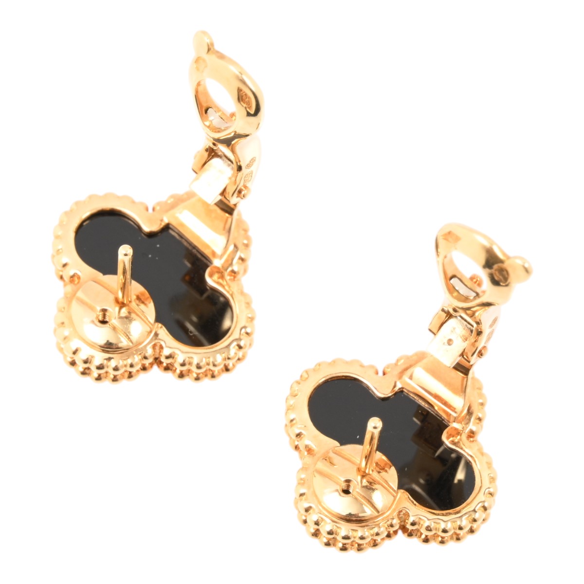 18K Vintage Alhambra earrings, yellow gold/black