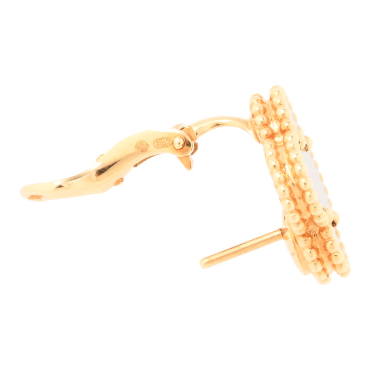 18K Vintage Alhambra earrings, yellow gold/black