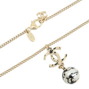 2013 CC Mark Plate Swing Pearl Necklace Gold/Black