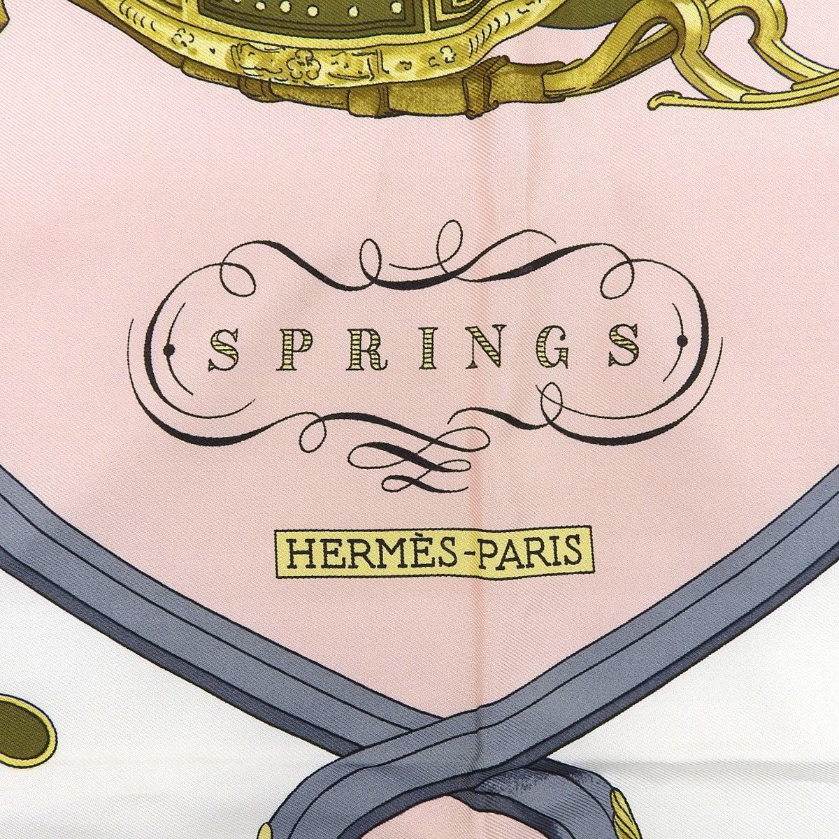カレ90 Springsパターンスカーフ ピンク/ホワイト