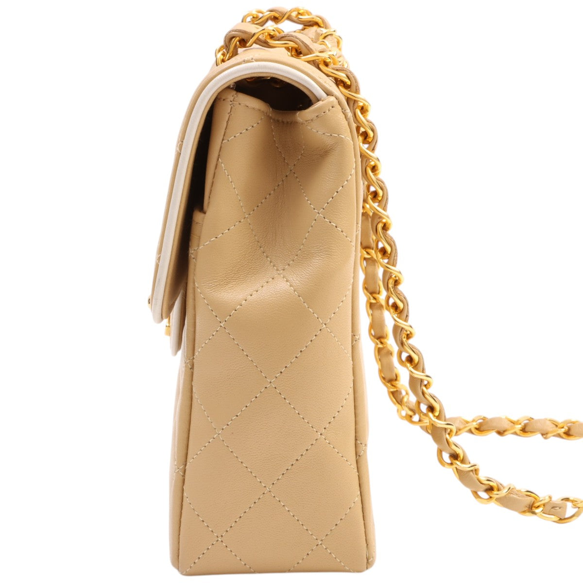 Circa 1990 Two-Tone CC Turn-Lock Chain Shoulder Bag Beige