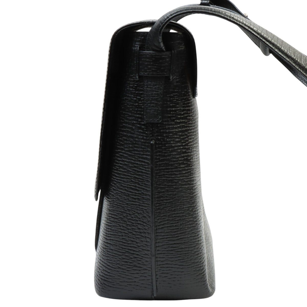 Logo Embossed Shoulder Bag Black