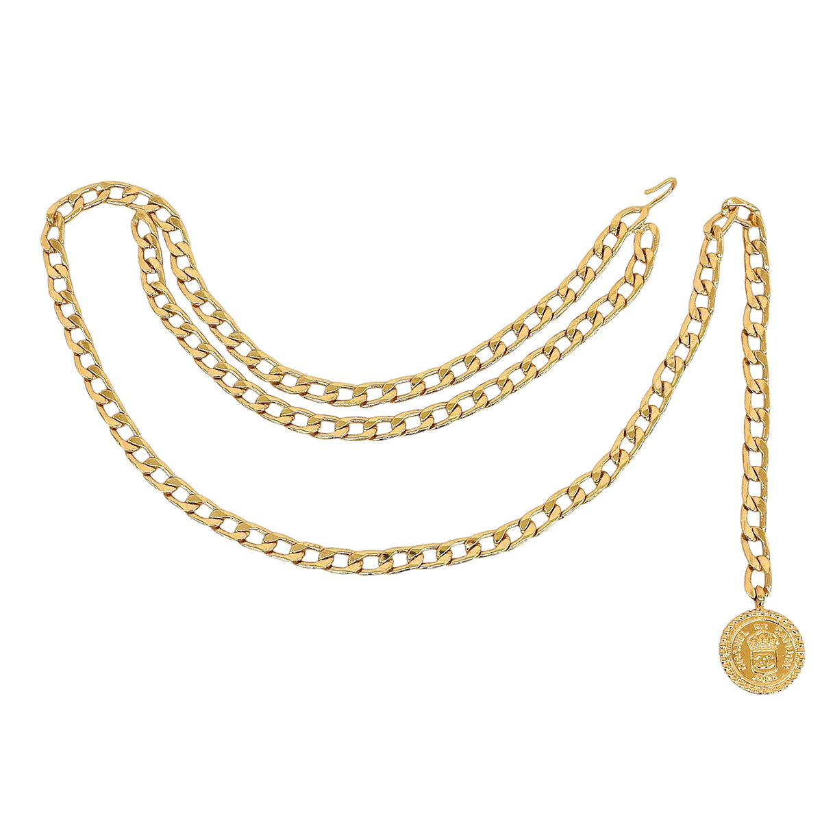 CC Mark Coin Charm Chain Belt Gold