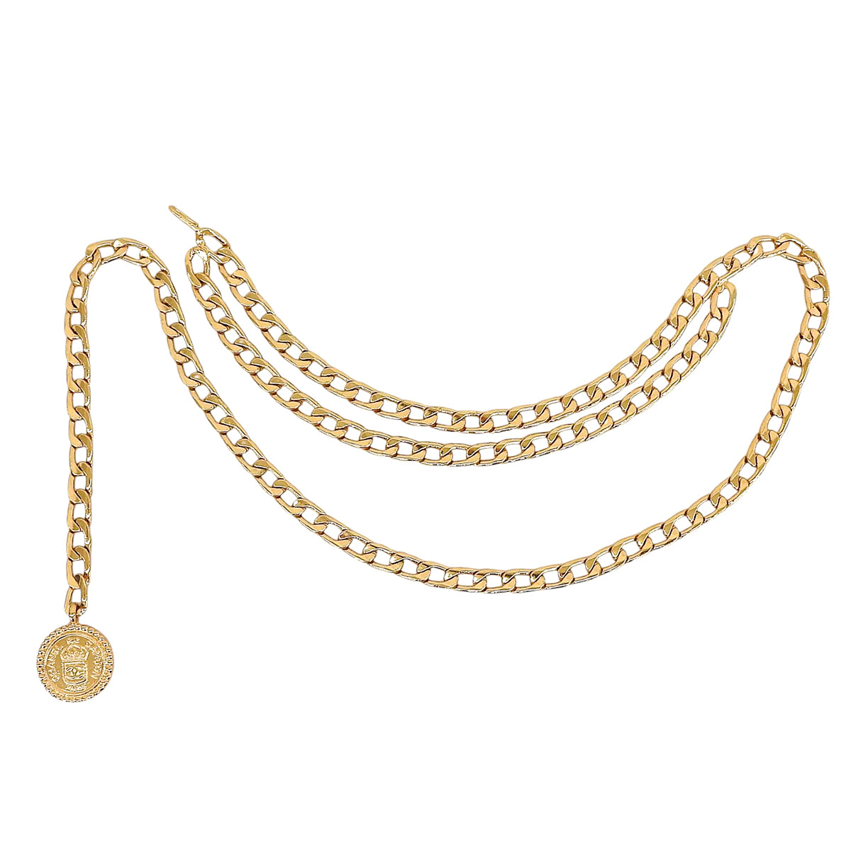 CC Mark Coin Charm Chain Belt Gold