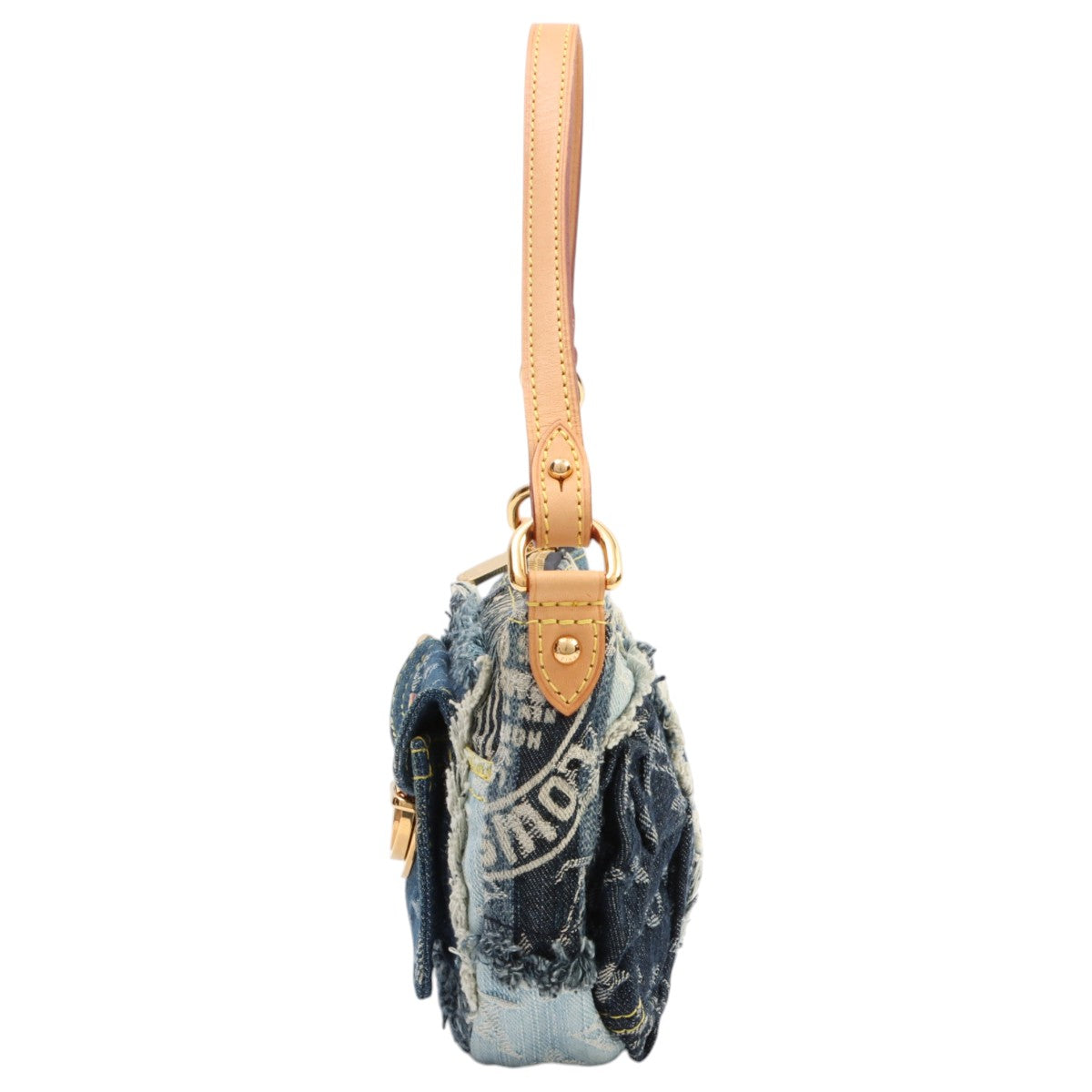 2007年製 デニムモノグラムパッチワークパウチィ インディゴ/ブルー/ライトブルー