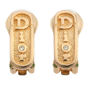 Rhinestone Logo Earrings - Gold