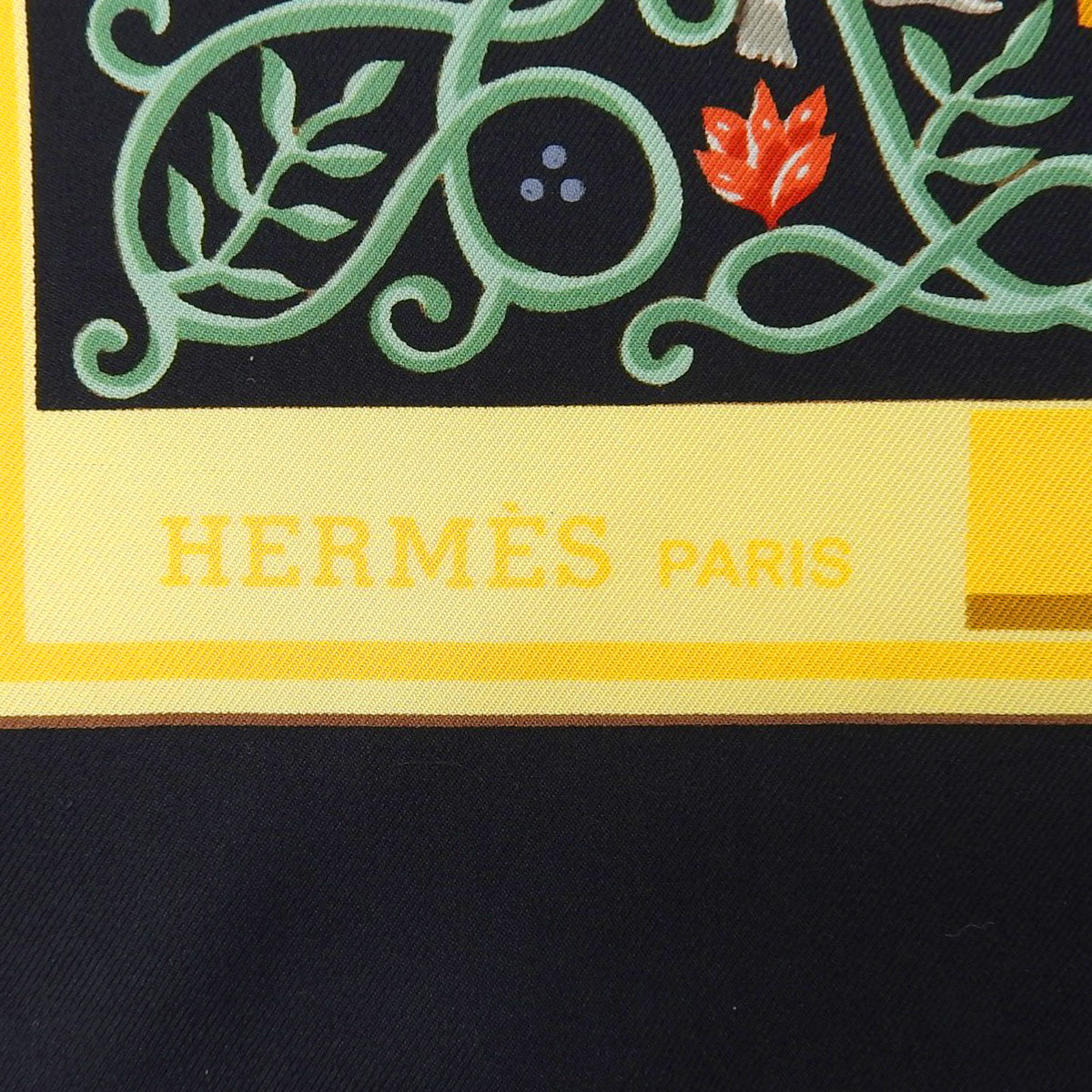 カレ90 www.hermes.comパターンスカーフ ブラック/マルチ
