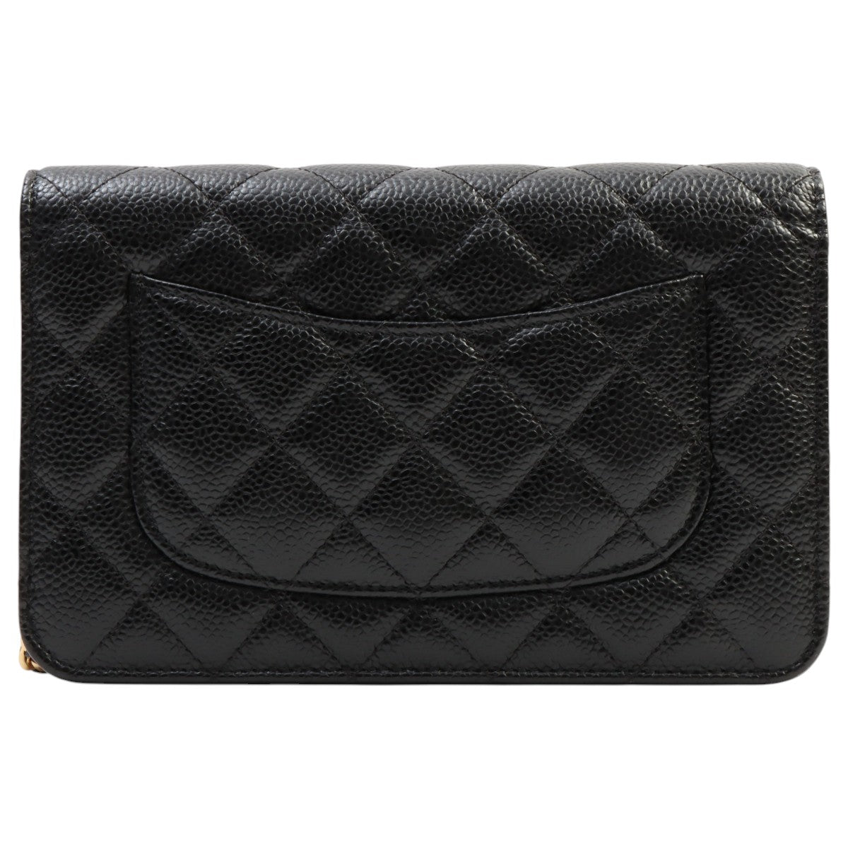 Circa 2019 CC Mark Plate Matelassé Stitch Chain Wallet Black
