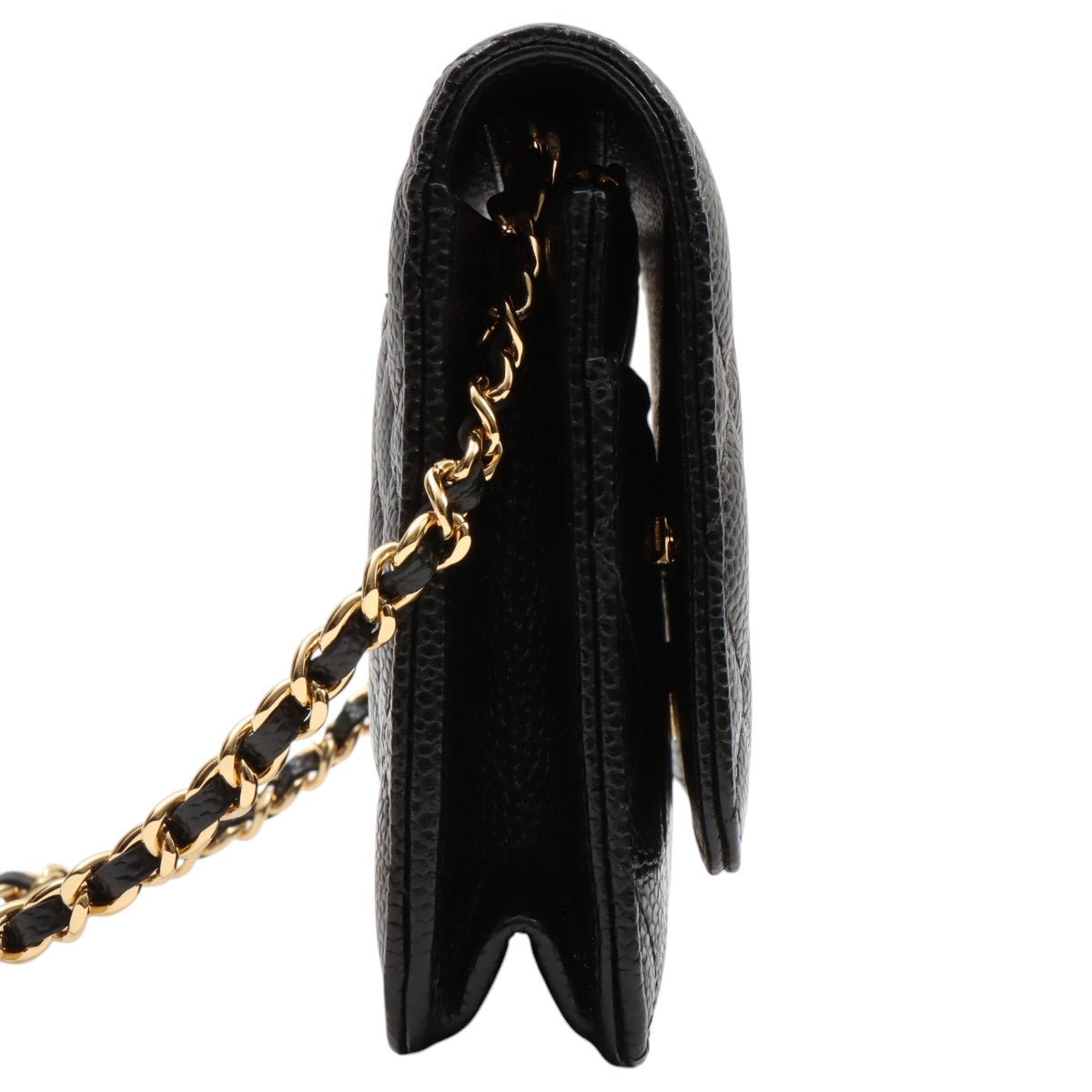 Circa 2019 CC Mark Plate Matelassé Stitch Chain Wallet Black