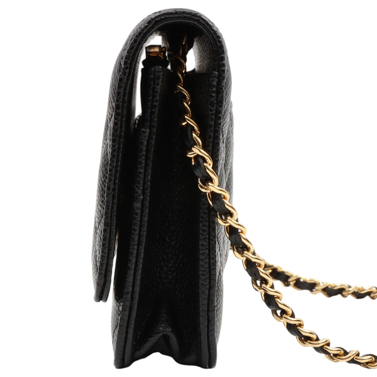 Circa 2019 CC Mark Plate Matelassé Stitch Chain Wallet Black