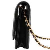 Circa 2019 CC Mark Plate Matelassé Stitch Chain Wallet Black