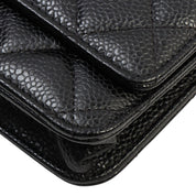 Circa 2019 CC Mark Plate Matelassé Stitch Chain Wallet Black