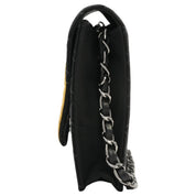 Circa 2004 CC Logo Emblem Patch Chain Shoulder Bag Black