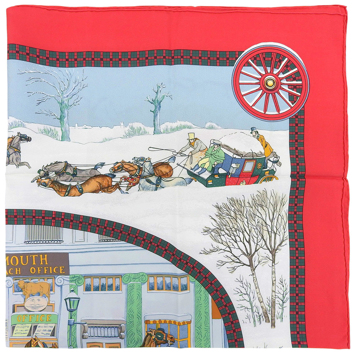 カレ90 L'Hiver en Posteパターンスカーフ レッド/マルチ