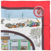 カレ90 L'Hiver en Posteパターンスカーフ レッド/マルチ