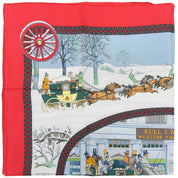 カレ90 L'Hiver en Posteパターンスカーフ レッド/マルチ