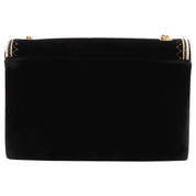 Velour Logo Plate Stitch Design Chain Shoulder Bag Black/Gold