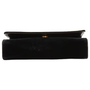 Velour Logo Plate Stitch Design Chain Shoulder Bag Black/Gold