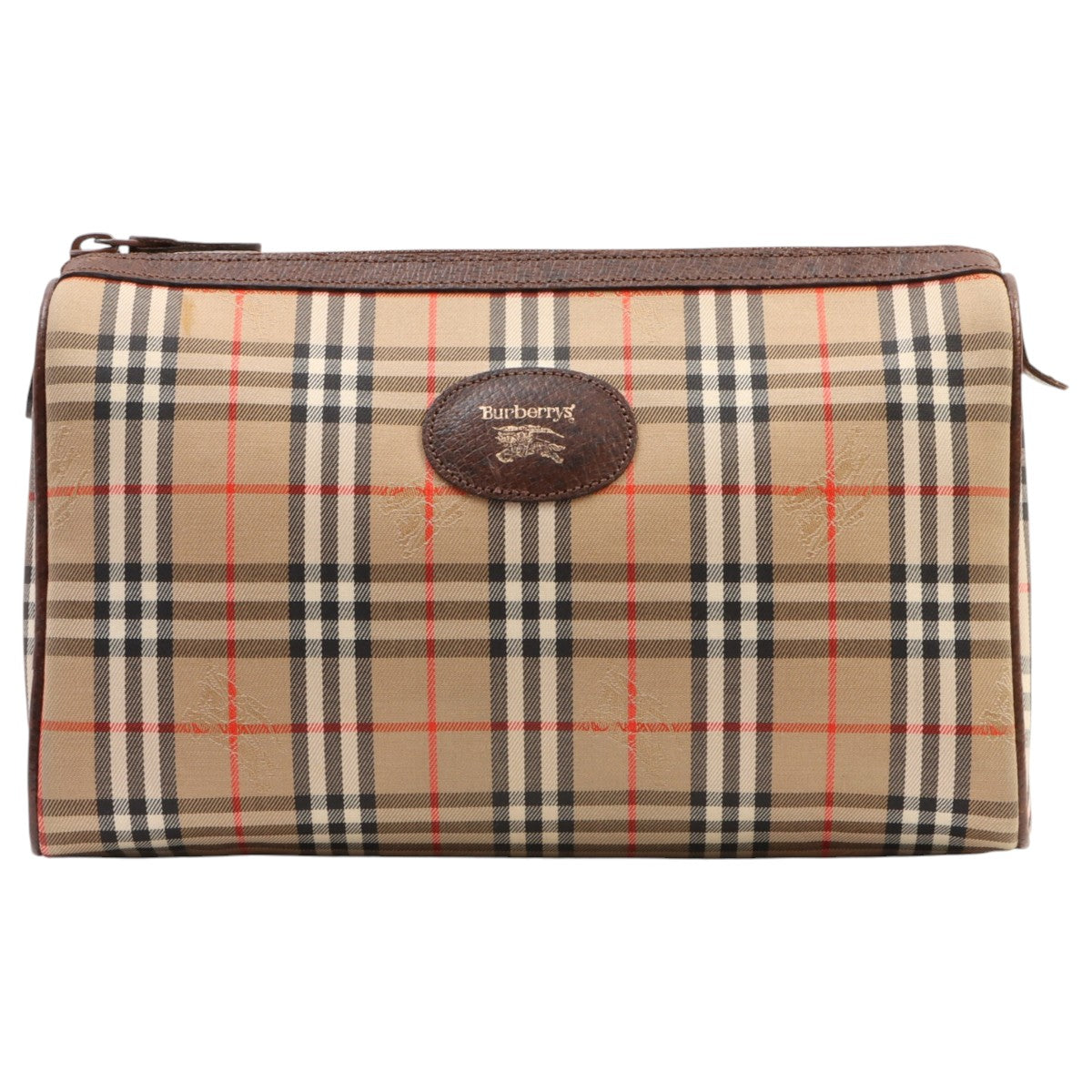 Nova Check Pattern Logo Print Clutch Bag Beige/Brown