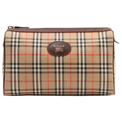 Nova Check Pattern Logo Print Clutch Bag Beige/Brown