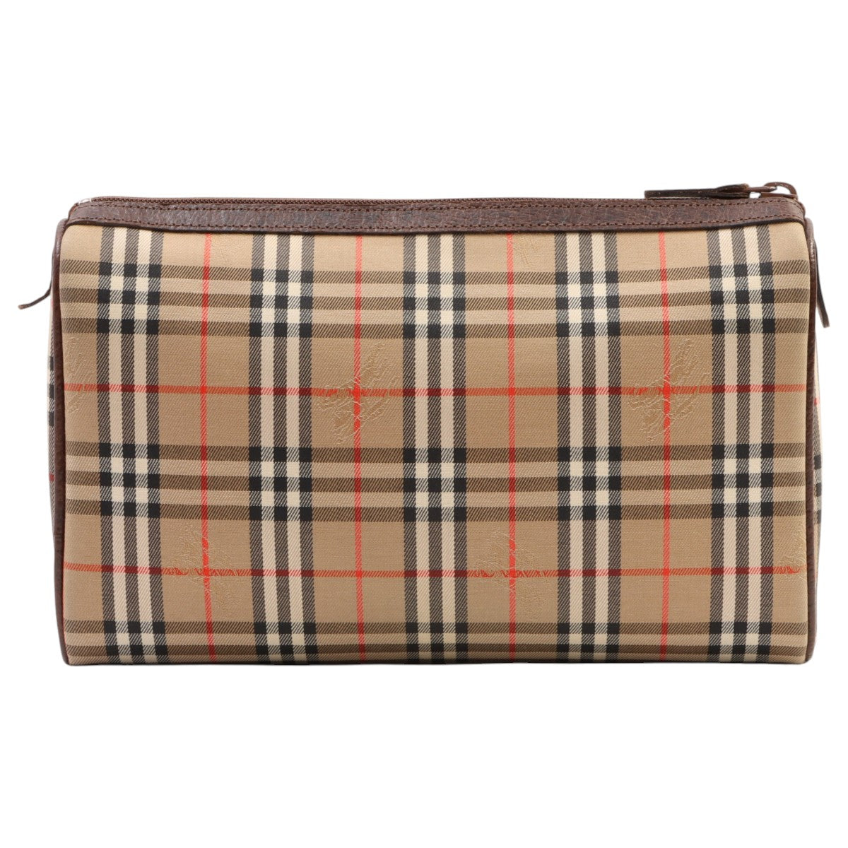 Nova Check Pattern Logo Print Clutch Bag Beige/Brown
