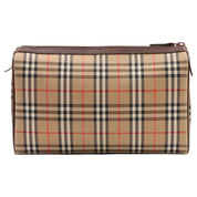 Nova Check Pattern Logo Print Clutch Bag Beige/Brown