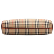 Nova Check Pattern Logo Print Clutch Bag Beige/Brown