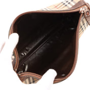 Nova Check Pattern Logo Print Clutch Bag Beige/Brown