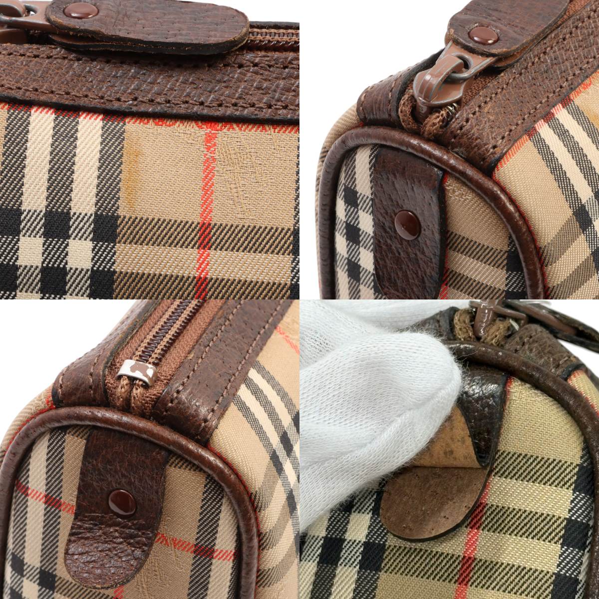 Nova Check Pattern Logo Print Clutch Bag Beige/Brown