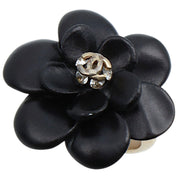 2002 Camellia Rhinestone CC Mark Ring #53 Gold/Black